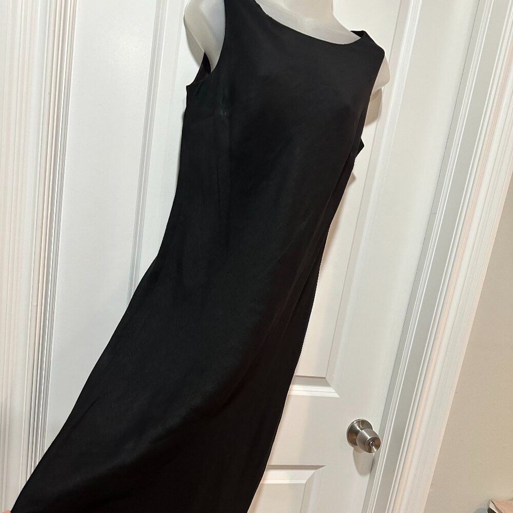 Ann Taylor Loft Black Linen Blend Sleeveless Sheath Dress, Size 10P